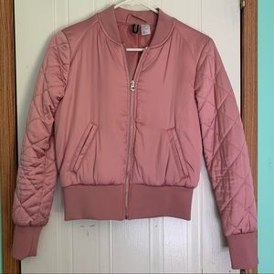 Pink H&M Divided Zip Up Bomber Jacket